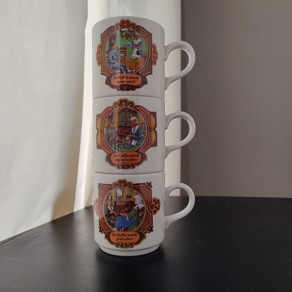 Vintage 70s | Dutch Folklore| 3 Small Coffee Mugs | Villeroy & Boch